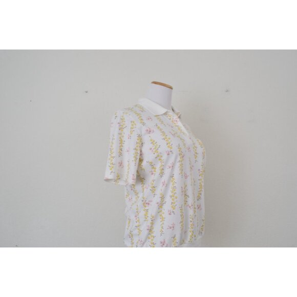 Vintage 80s Ditsy Floral‎ Polo Tee size M - Picture 4 of 10